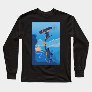 retro snowboard high five Long Sleeve T-Shirt